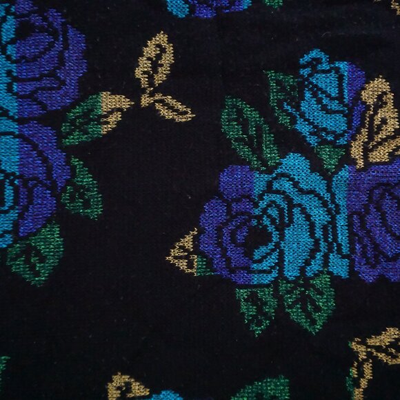 Vintage Holiday Time Black Floral Knit Sweater Eclectic Grandpa Grandmacore 22W - Picture 5 of 9